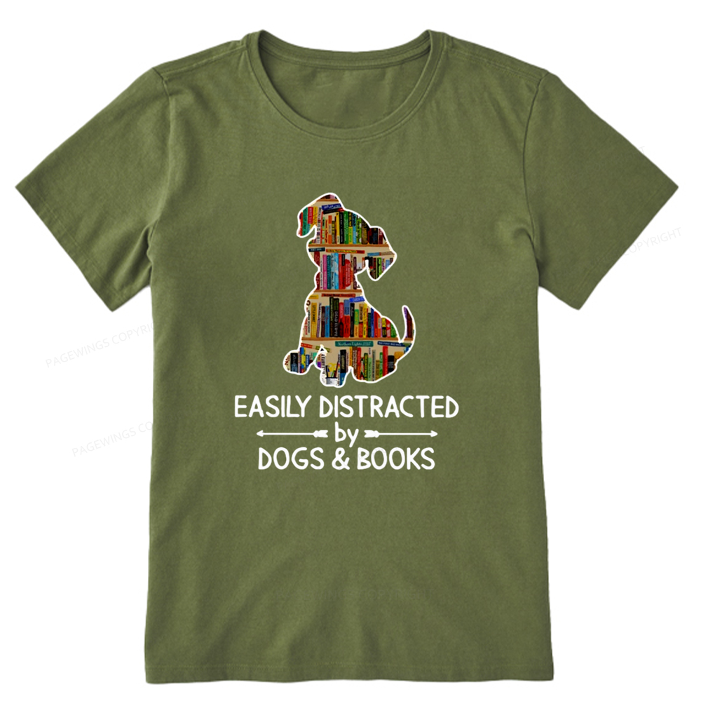 Pagewings Easily Distracted By Dogs And Books Unisex Classic T-shirt