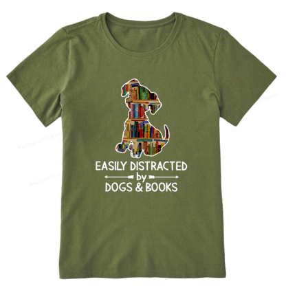 Pagewings Easily Distracted By Dogs And Books Unisex Classic T-shirt