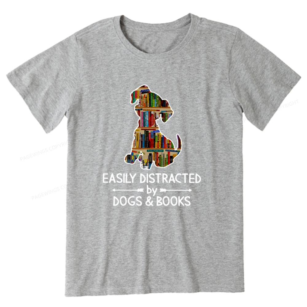 Pagewings Easily Distracted By Dogs And Books Unisex Classic T-shirt