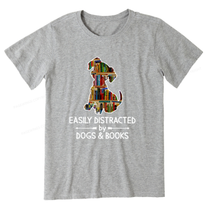 Pagewings Easily Distracted By Dogs And Books Unisex Classic T-shirt