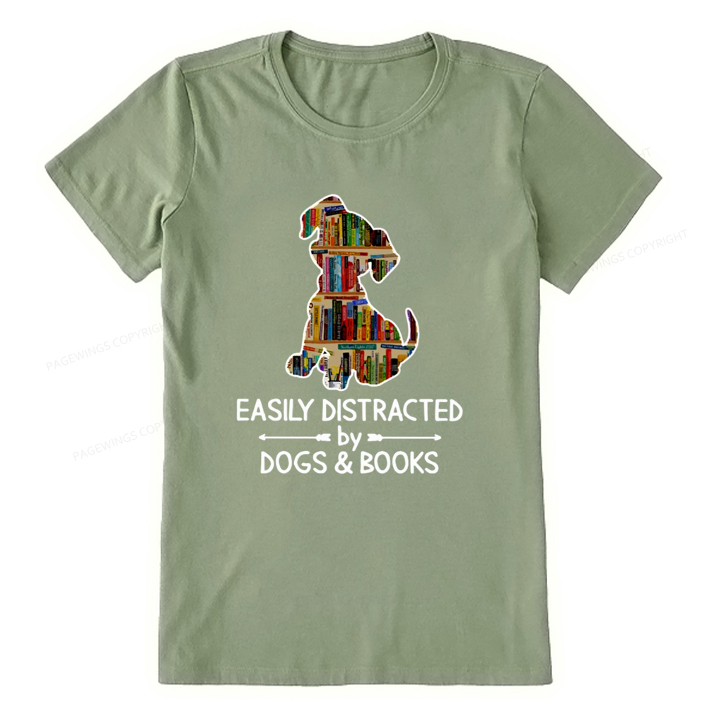 Pagewings Easily Distracted By Dogs And Books Unisex Classic T-shirt