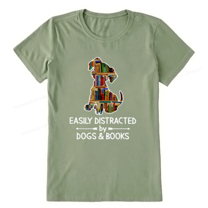 Pagewings Easily Distracted By Dogs And Books Unisex Classic T-shirt