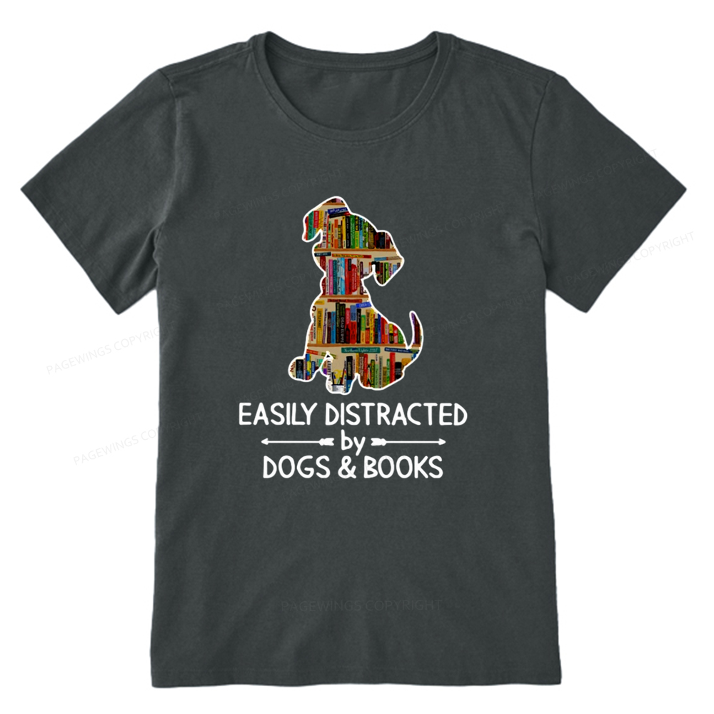 Pagewings Easily Distracted By Dogs And Books Unisex Classic T-shirt