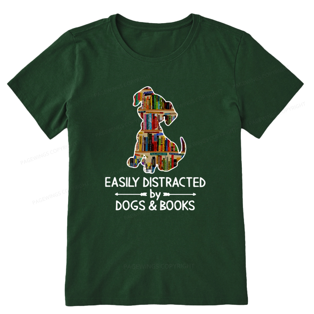 Pagewings Easily Distracted By Dogs And Books Unisex Classic T-shirt