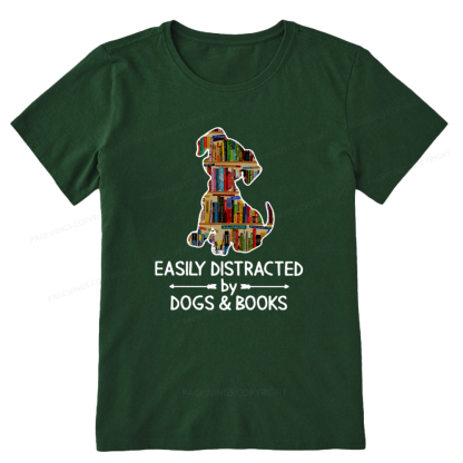 Pagewings Easily Distracted By Dogs And Books Unisex Classic T-shirt