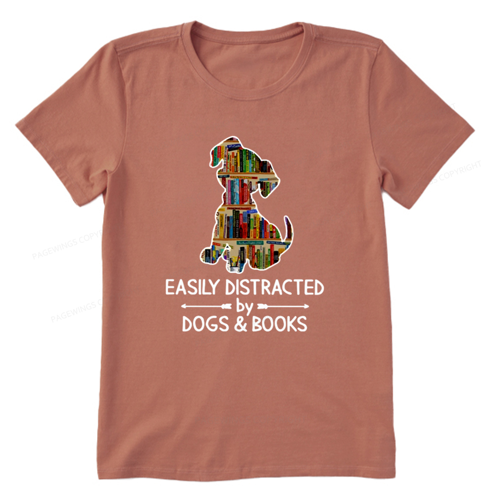 Pagewings Easily Distracted By Dogs And Books Unisex Classic T-shirt