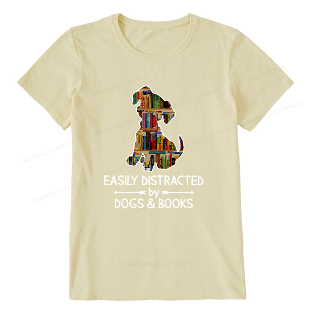 Pagewings Easily Distracted By Dogs And Books Unisex Classic T-shirt