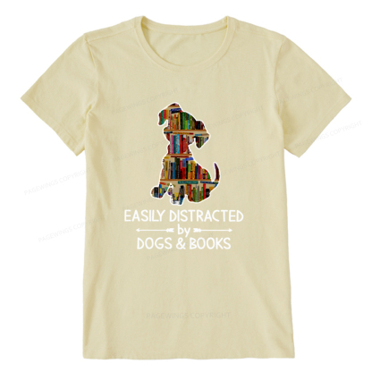 Pagewings Easily Distracted By Dogs And Books Unisex Classic T-shirt