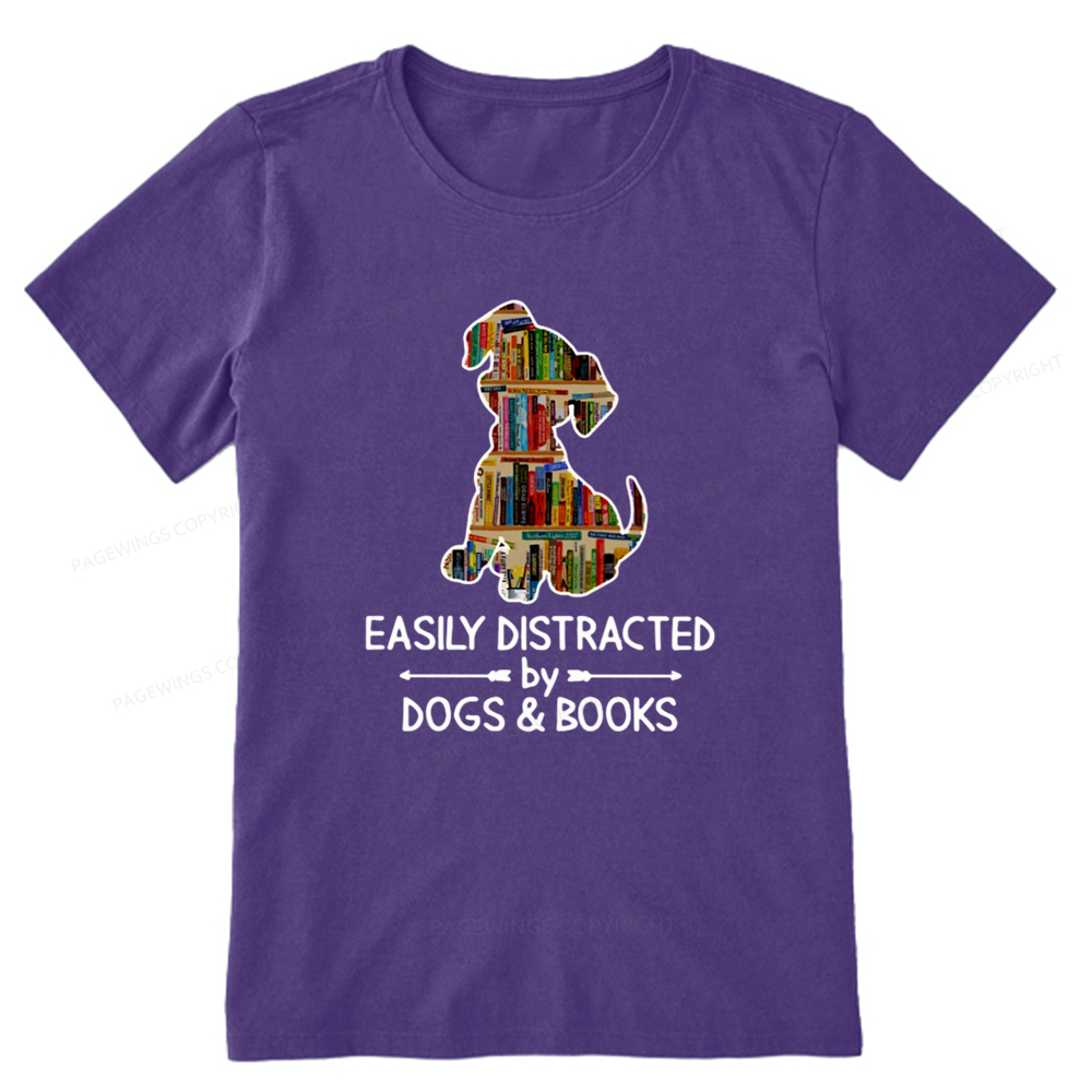 Pagewings Easily Distracted By Dogs And Books Unisex Classic T-shirt