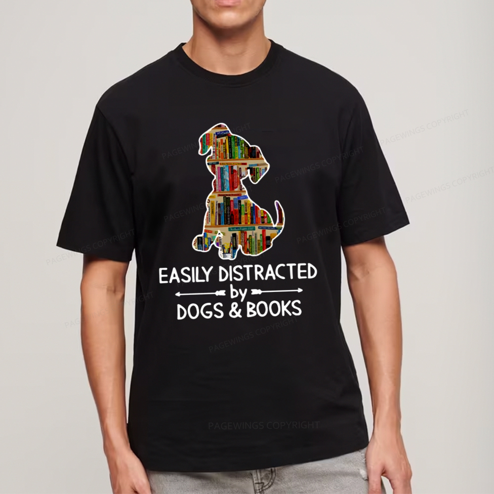 Pagewings Easily Distracted By Dogs And Books Unisex Classic T-shirt