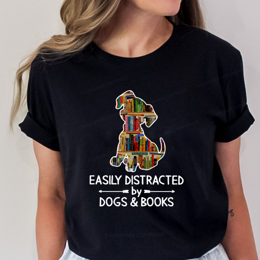 Pagewings Easily Distracted By Dogs And Books Unisex Classic T-shirt