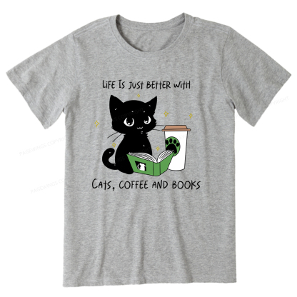 Pagewings Life Is Just Better With Cats Coffee And Books Unisex Classic T-shirt