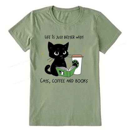 Pagewings Life Is Just Better With Cats Coffee And Books Unisex Classic T-shirt