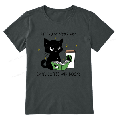 Pagewings Life Is Just Better With Cats Coffee And Books Unisex Classic T-shirt