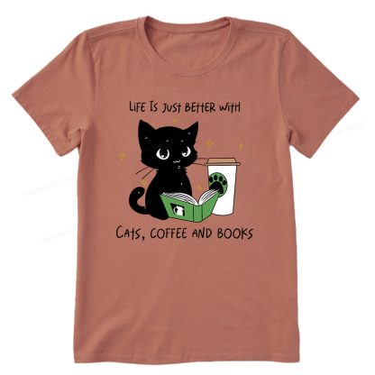 Pagewings Life Is Just Better With Cats Coffee And Books Unisex Classic T-shirt