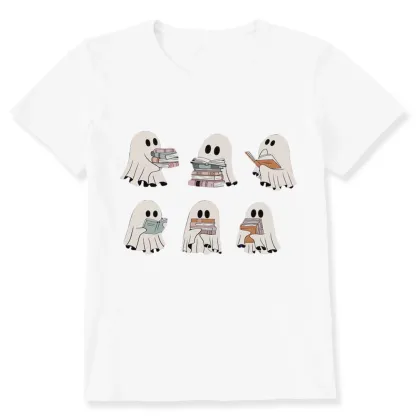 Pagewings Ghost Reading Halloween Unisex Classic T-shirt