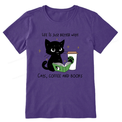 Pagewings Life Is Just Better With Cats Coffee And Books Unisex Classic T-shirt