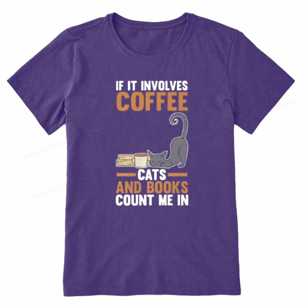 Pagewings Cats Reading Books Coffee Unisex Classic T-shirt