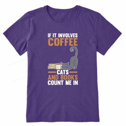 Pagewings Cats Reading Books Coffee Unisex Classic T-shirt