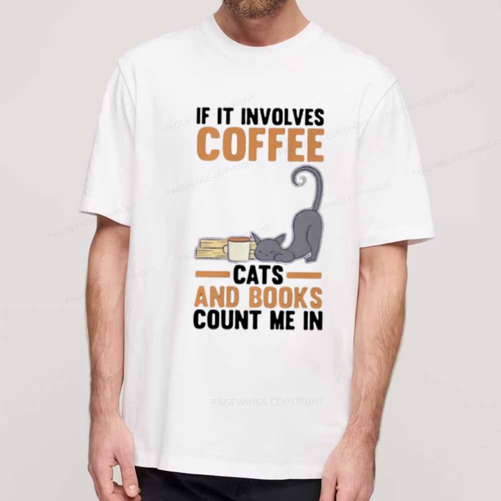 Pagewings Cats Reading Books Coffee Unisex Classic T-shirt