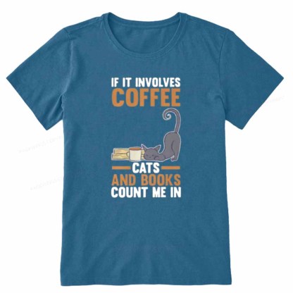 Pagewings Cats Reading Books Coffee Unisex Classic T-shirt