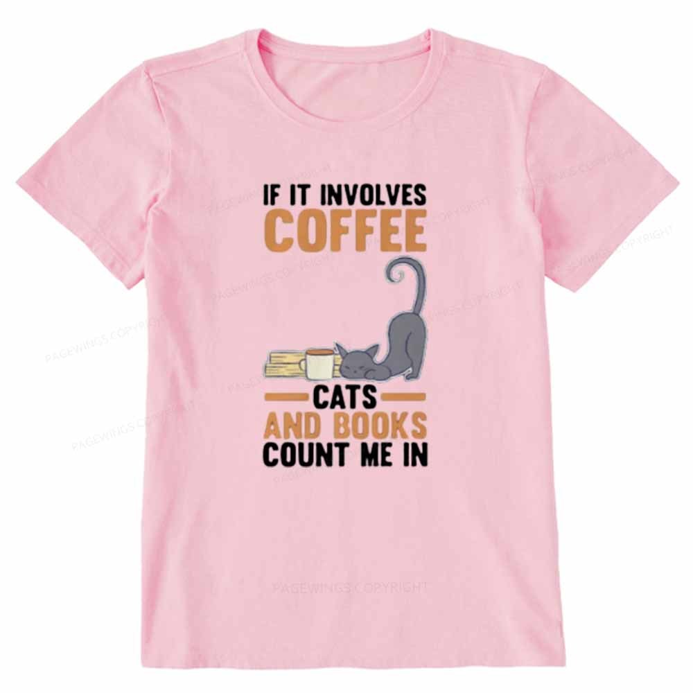 Pagewings Cats Reading Books Coffee Unisex Classic T-shirt