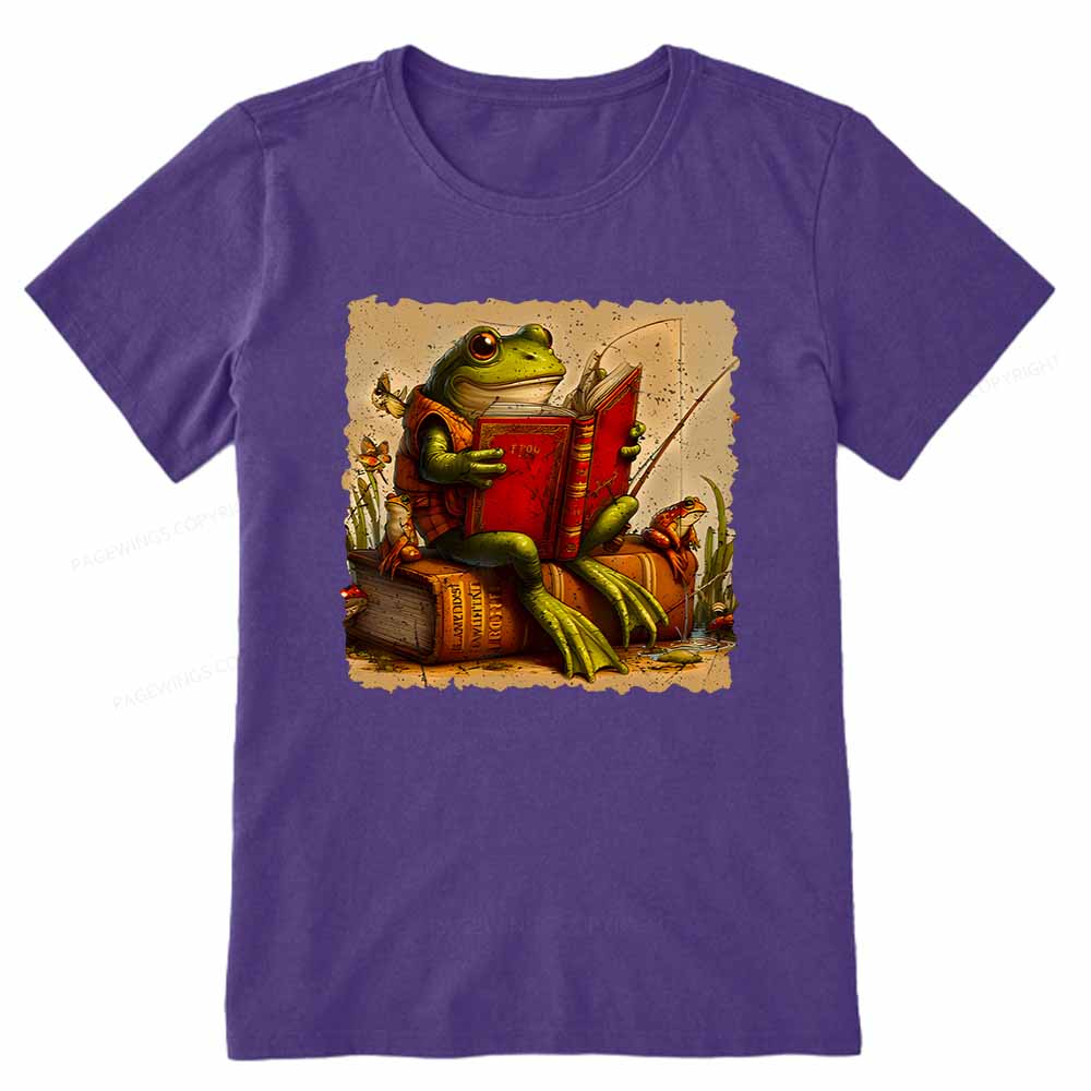 Pagewings Toad Fishing Book Reading Book Unisex Classic T-shirt