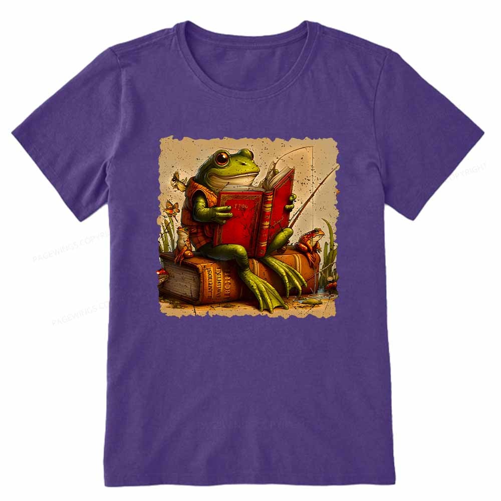 Pagewings Toad Fishing Book Reading Book Unisex Classic T-shirt