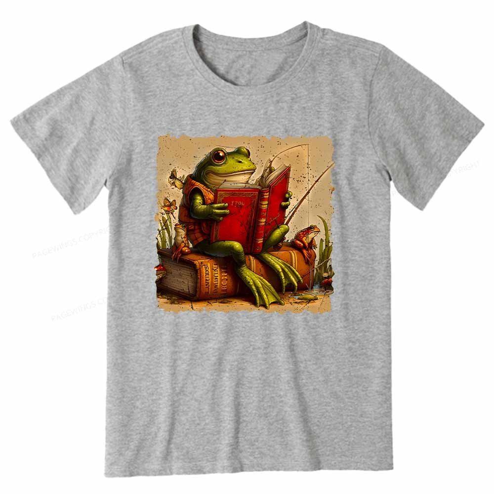 Pagewings Toad Fishing Book Reading Book Unisex Classic T-shirt