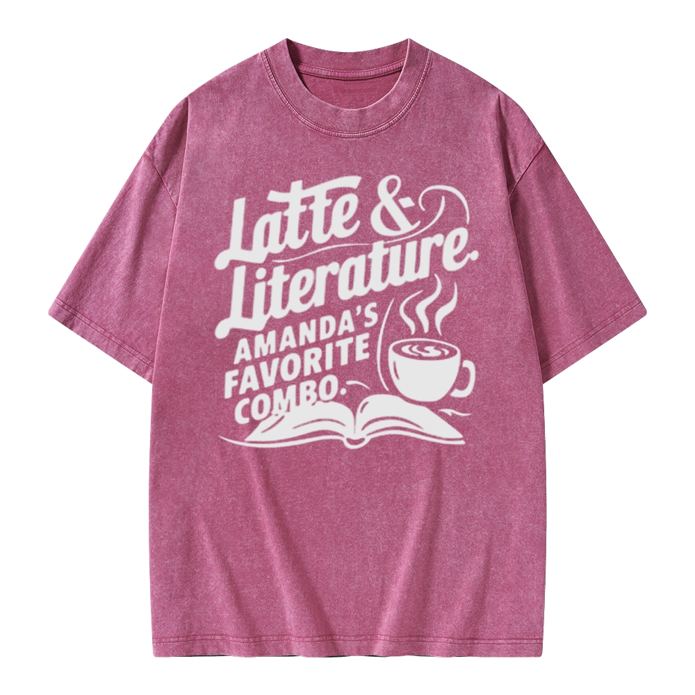 Pagewings Latte & Literature Amanda's Favorite Combo Unisex Washed T-shirt