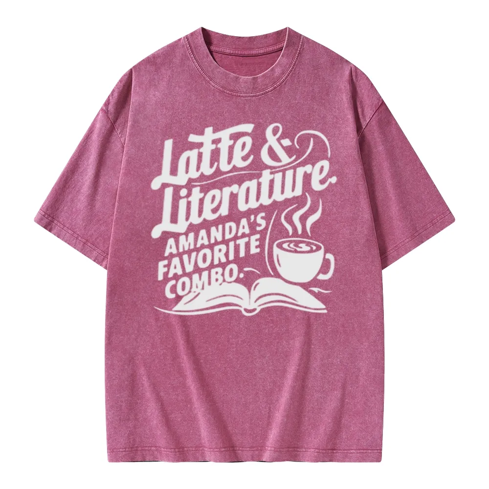 Pagewings Latte & Literature Amanda's Favorite Combo Unisex Washed T-shirt