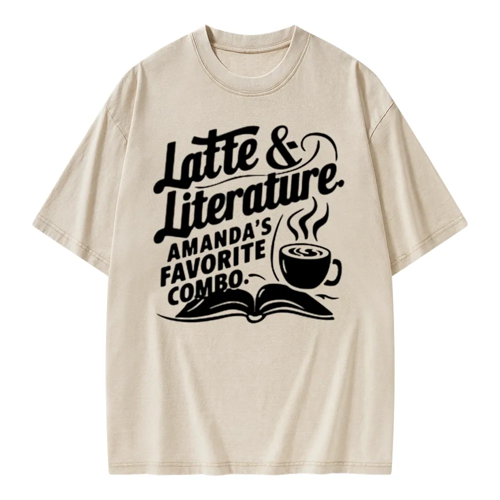 Pagewings Latte & Literature Amanda's Favorite Combo Unisex Washed T-shirt