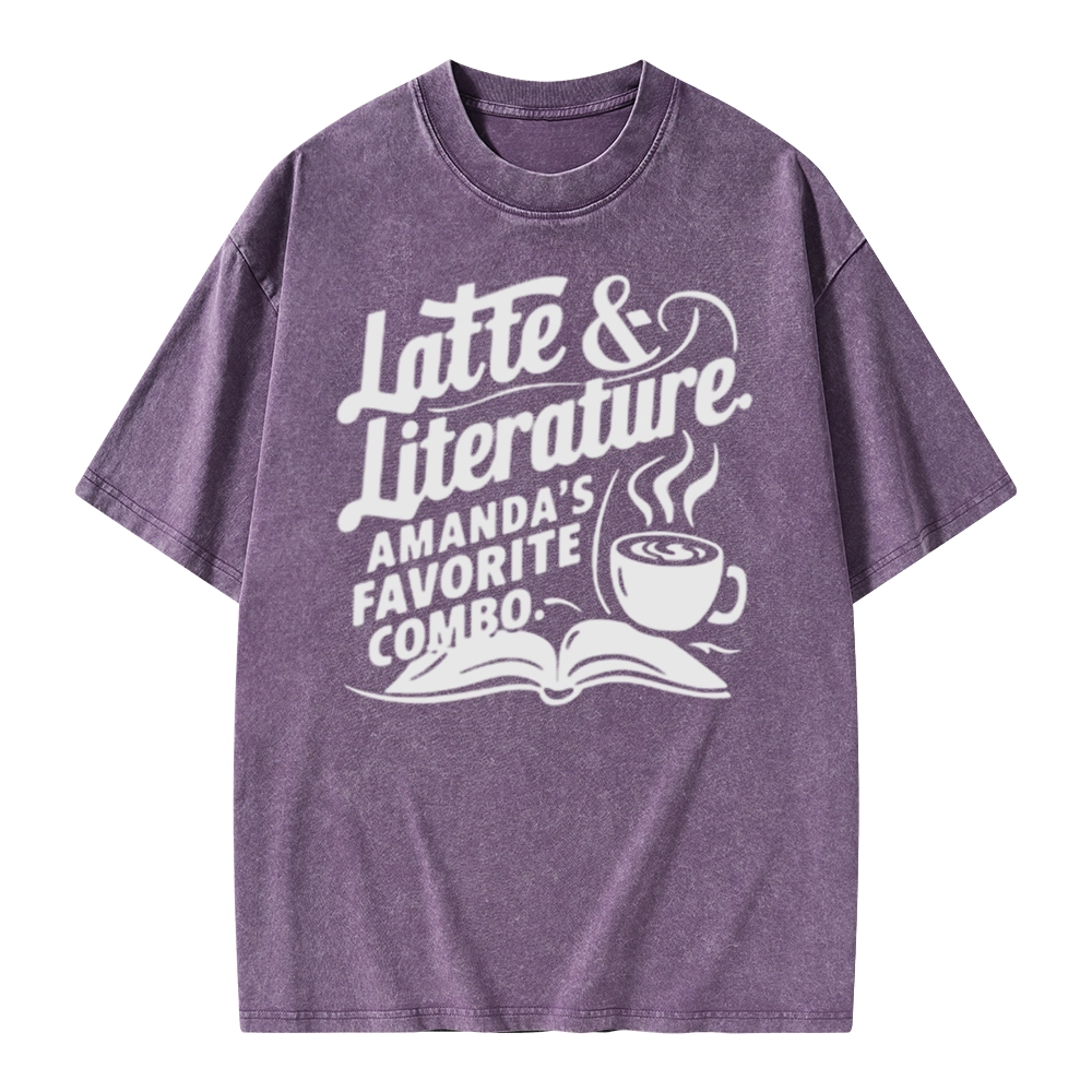 Pagewings Latte & Literature Amanda's Favorite Combo Unisex Washed T-shirt