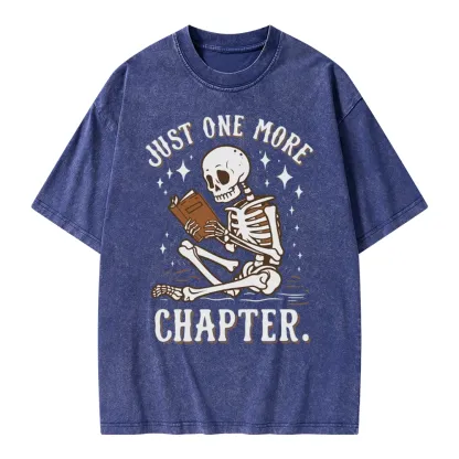 Pagewings Just One More Chapter Halloween Skeleton Unisex Washed T-shirt