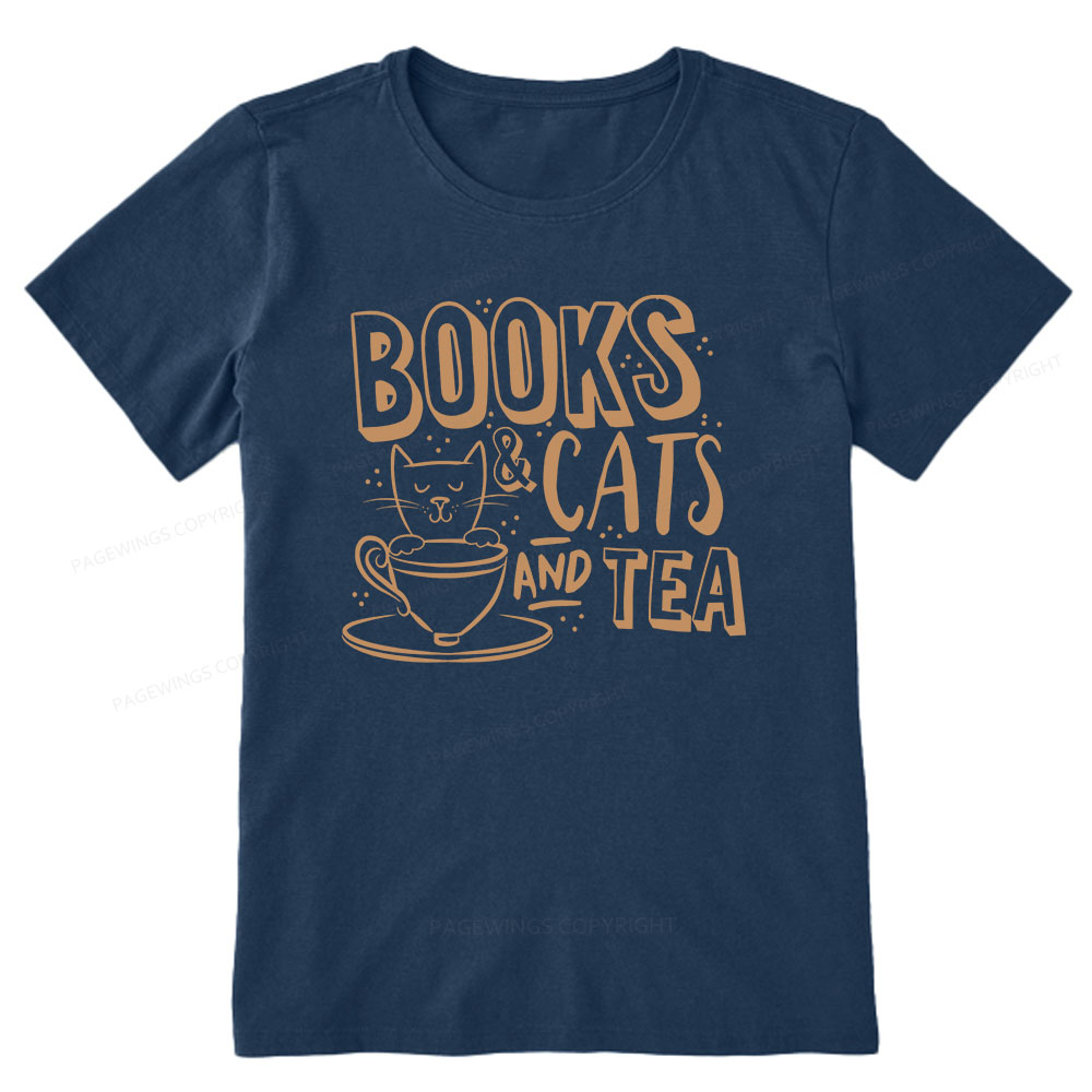Pagewings Books And Cats And Tea On Men's Premium Unisex Classic T-shirt