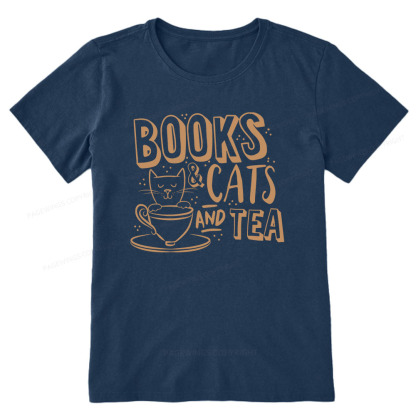 Pagewings Books And Cats And Tea On Men's Premium Unisex Classic T-shirt