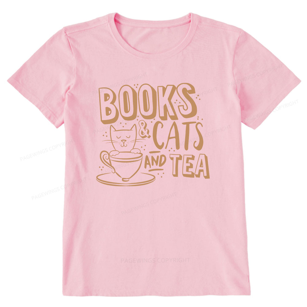 Pagewings Books And Cats And Tea On Men's Premium Unisex Classic T-shirt