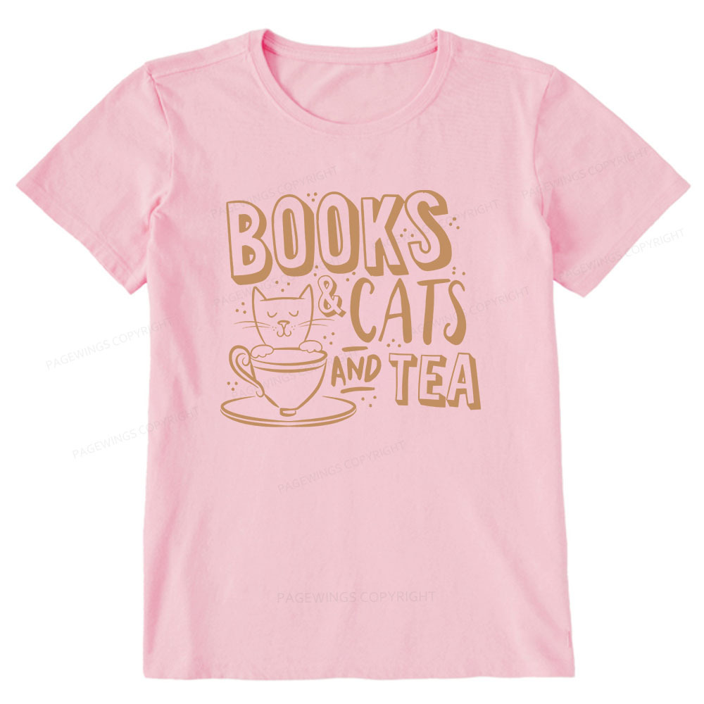Pagewings Books And Cats And Tea On Men's Premium Unisex Classic T-shirt