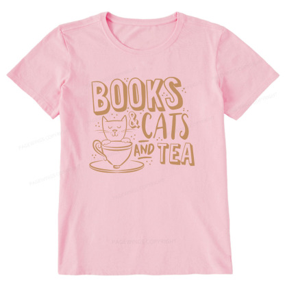 Pagewings Books And Cats And Tea On Men's Premium Unisex Classic T-shirt