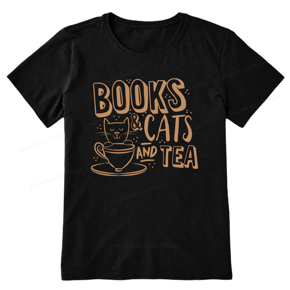 Pagewings Books And Cats And Tea On Men's Premium Unisex Classic T-shirt