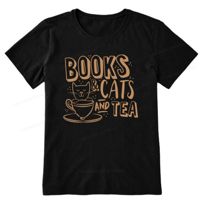 Pagewings Books And Cats And Tea On Men's Premium Unisex Classic T-shirt