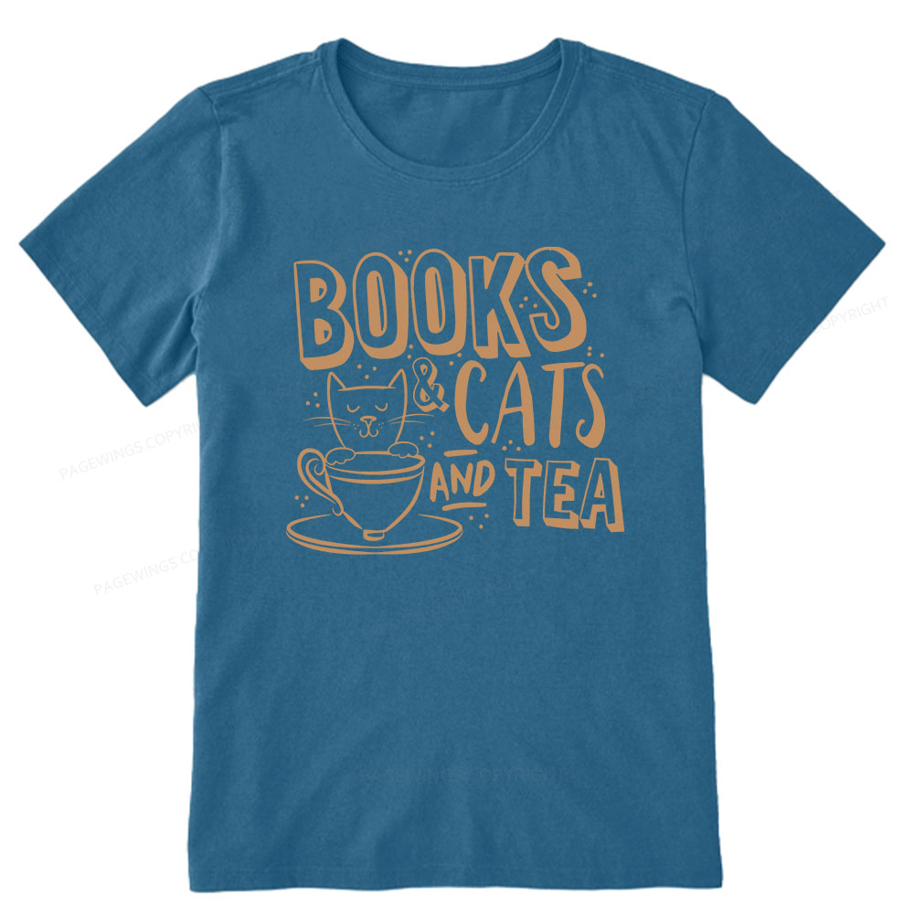 Pagewings Books And Cats And Tea On Men's Premium Unisex Classic T-shirt