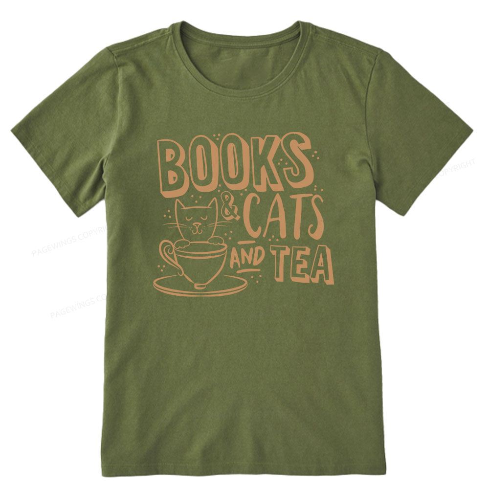 Pagewings Books And Cats And Tea On Men's Premium Unisex Classic T-shirt