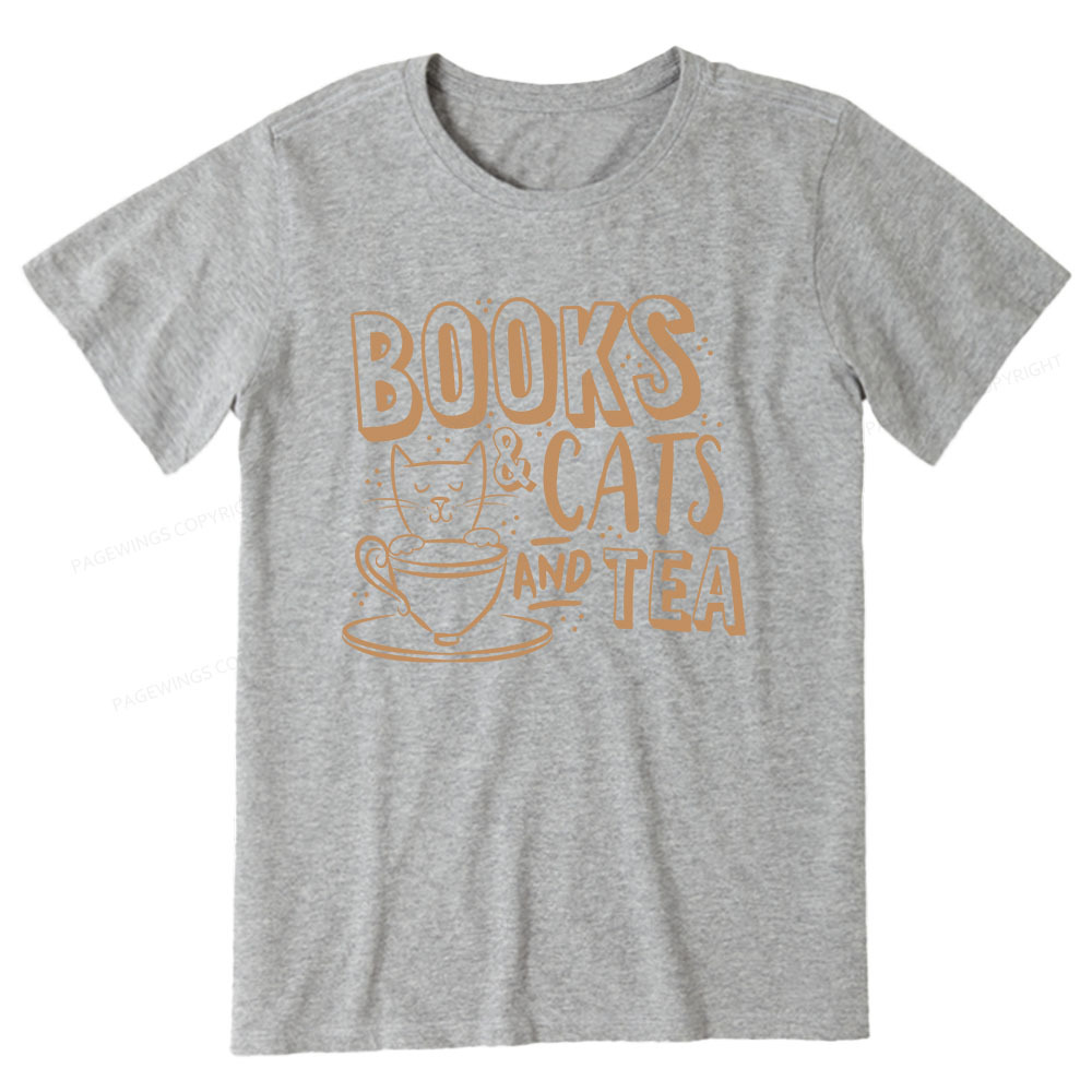 Pagewings Books And Cats And Tea On Men's Premium Unisex Classic T-shirt