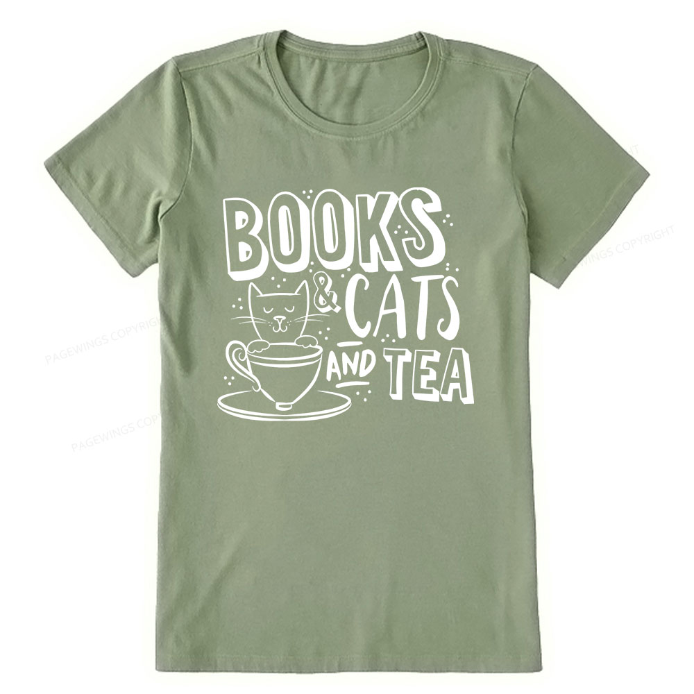 Pagewings Books And Cats And Tea On Men's Premium Unisex Classic T-shirt