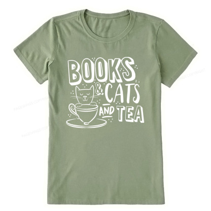 Pagewings Books And Cats And Tea On Men's Premium Unisex Classic T-shirt