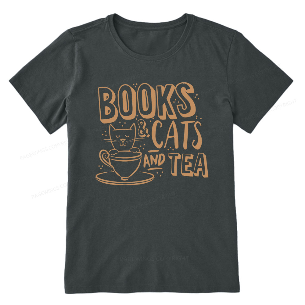 Pagewings Books And Cats And Tea On Men's Premium Unisex Classic T-shirt