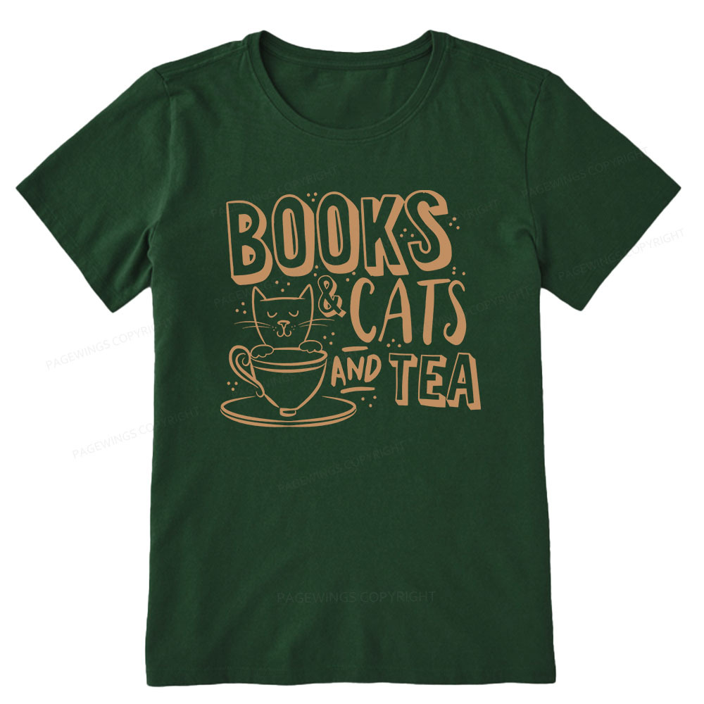 Pagewings Books And Cats And Tea On Men's Premium Unisex Classic T-shirt