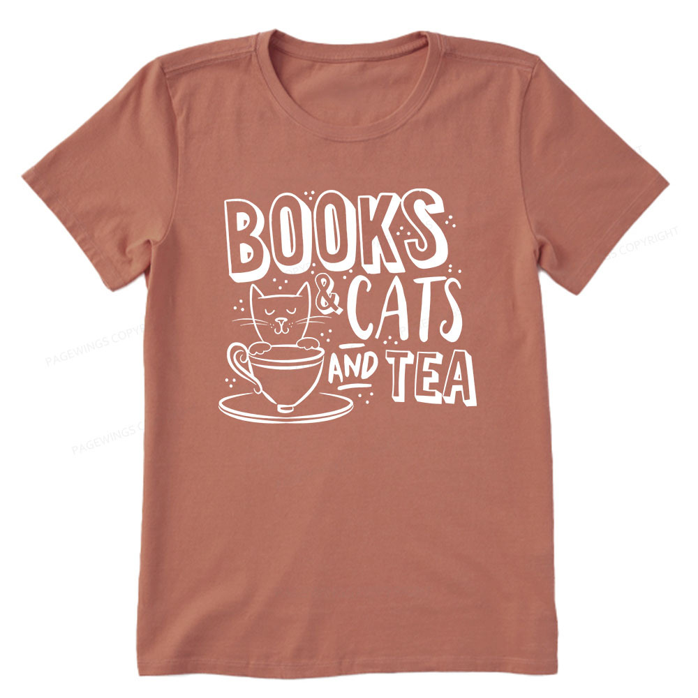 Pagewings Books And Cats And Tea On Men's Premium Unisex Classic T-shirt