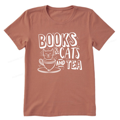 Pagewings Books And Cats And Tea On Men's Premium Unisex Classic T-shirt